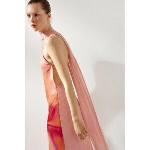 ZARA LONG PRINTED DRESS WITH SCARF